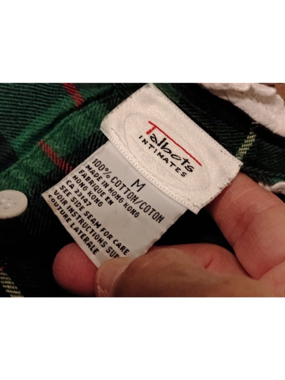 Vtg Talbots Flannel Nightgown Plaid Ruffle Hem Lace Grandmacore Winter Prairie M - Picture 9 of 9